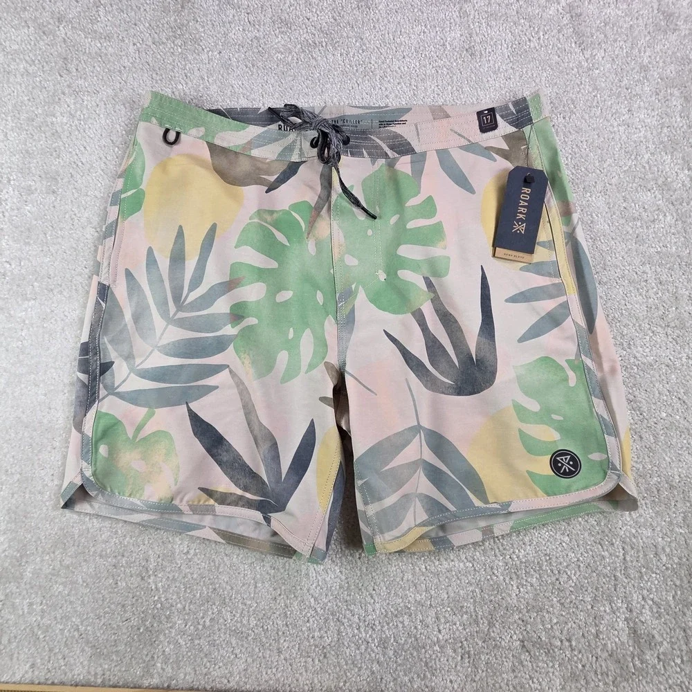 NWT Roark The Chiller Boardshorts Mens‎ Size 34 Pink Tropical Beach Cruise
