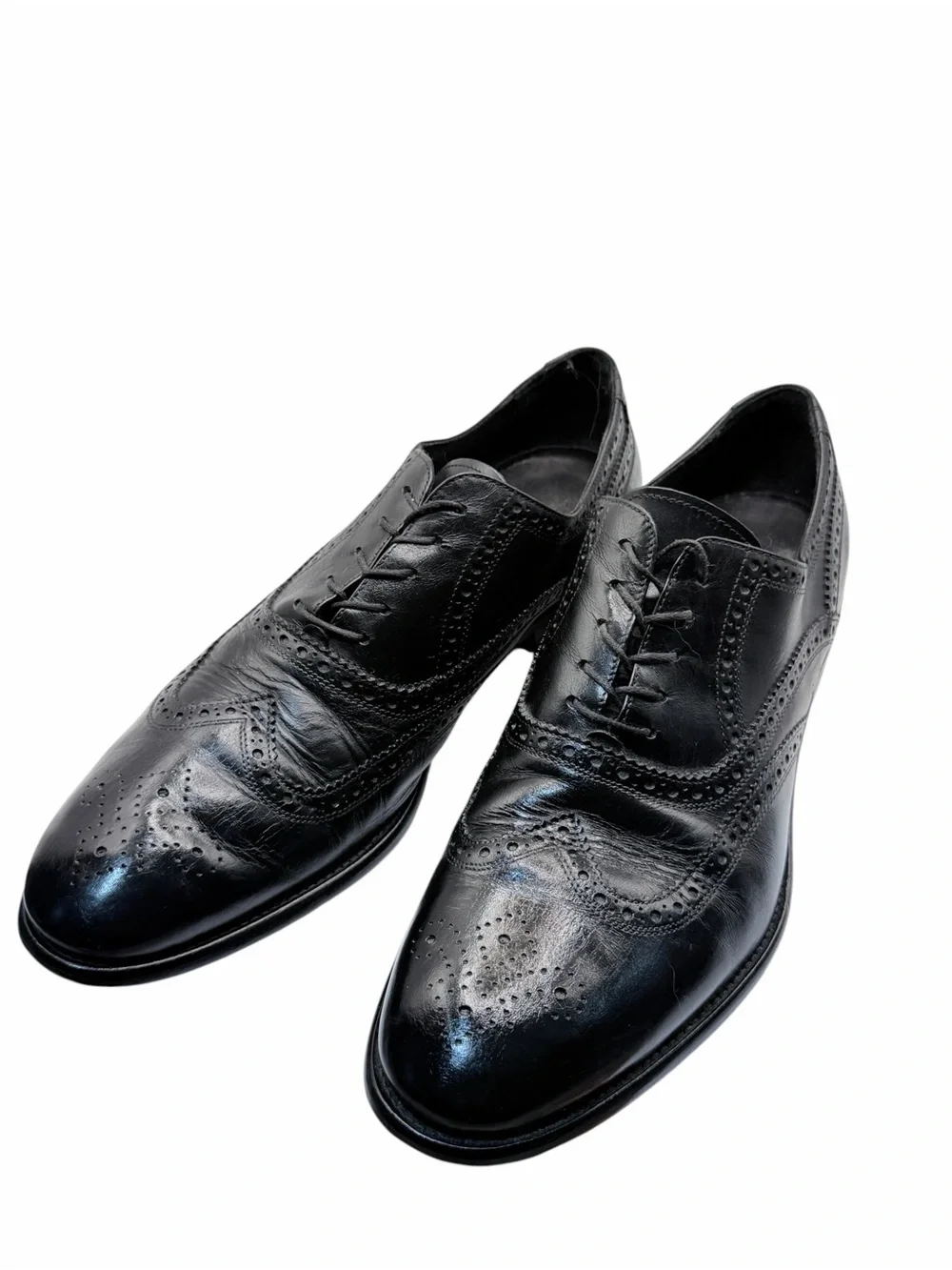Johnston & Murphy Handcrafted Italy Black Leather Wingtip Dress Shoes Men’s 13M