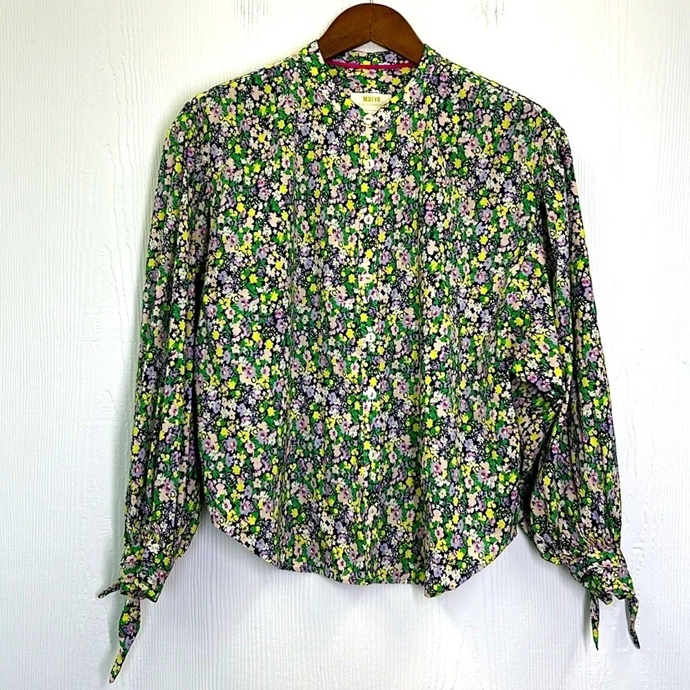Anthropologie - Maeve Ashleigh Puff Sleeved Floral Button Down Blouse Size Small