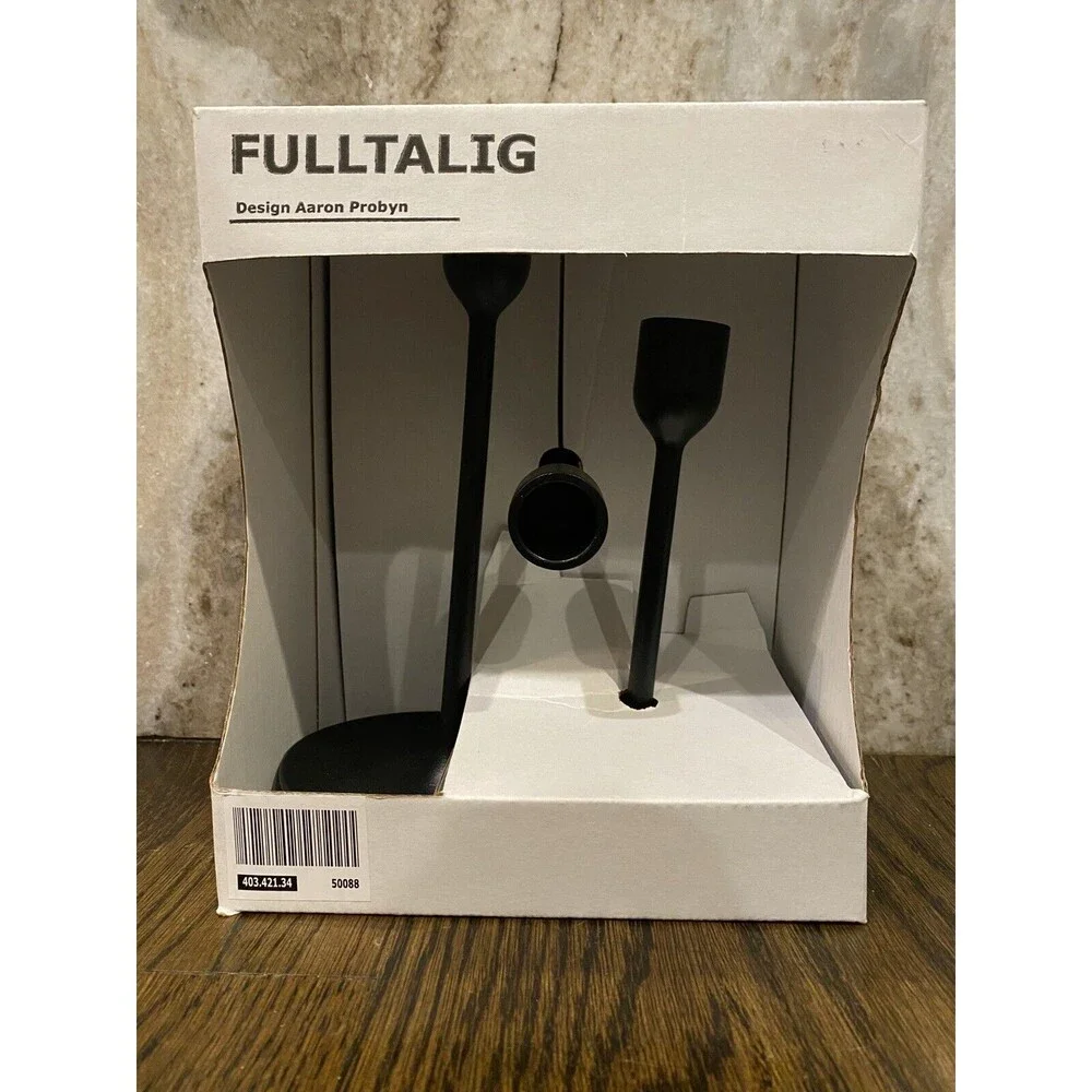 IKEA Fulltalig Candlestick Holder Set of 3 NEW Black Metal 403.421.34