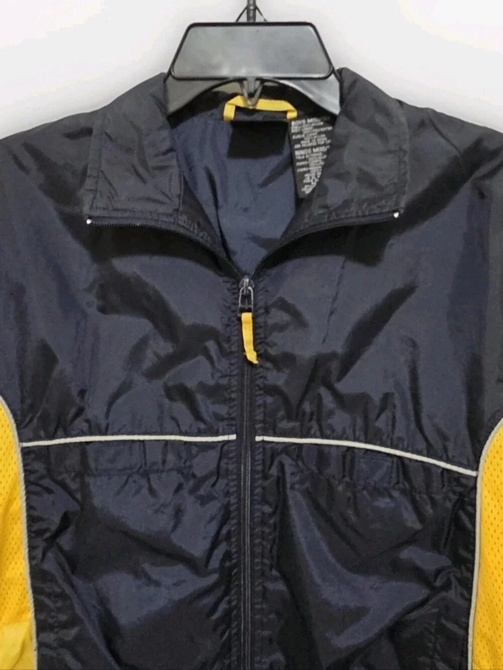 Vtg Athletic Works Boys 10/12 Navy Blue Windbreaker Jacket Full Zip