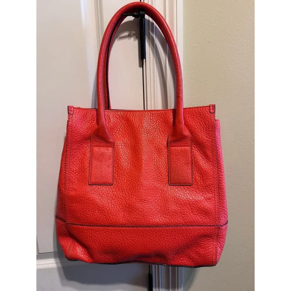 Kate Spade New York Orange Large Purse Bag Leather Magnetic Closure Pockets