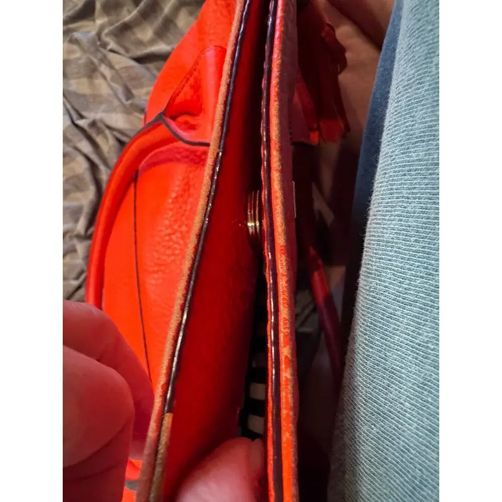 Kate Spade New York Orange Large Purse Bag Leather Magnetic Closure Pockets