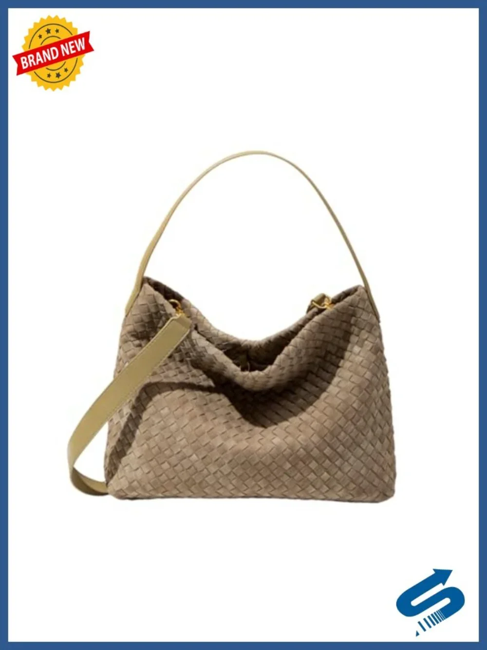 Woven Suede Hobo Shoulder Bag Vegan Tote