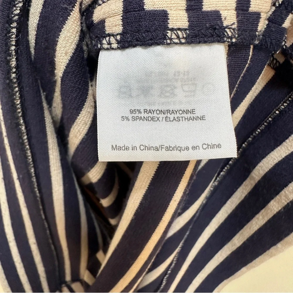 Tory Burch Callan Belted Striped Long Sleeve Dress Blue Beige Stretch Women’s XL