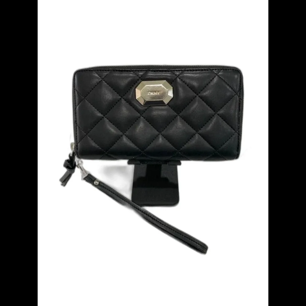 DKNY euc leather quilted wristlet/wallet
