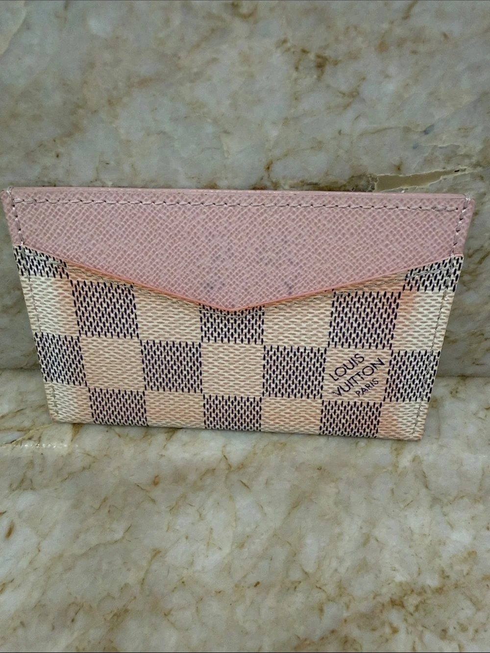 Louis Vuitton white azure Damier card holder