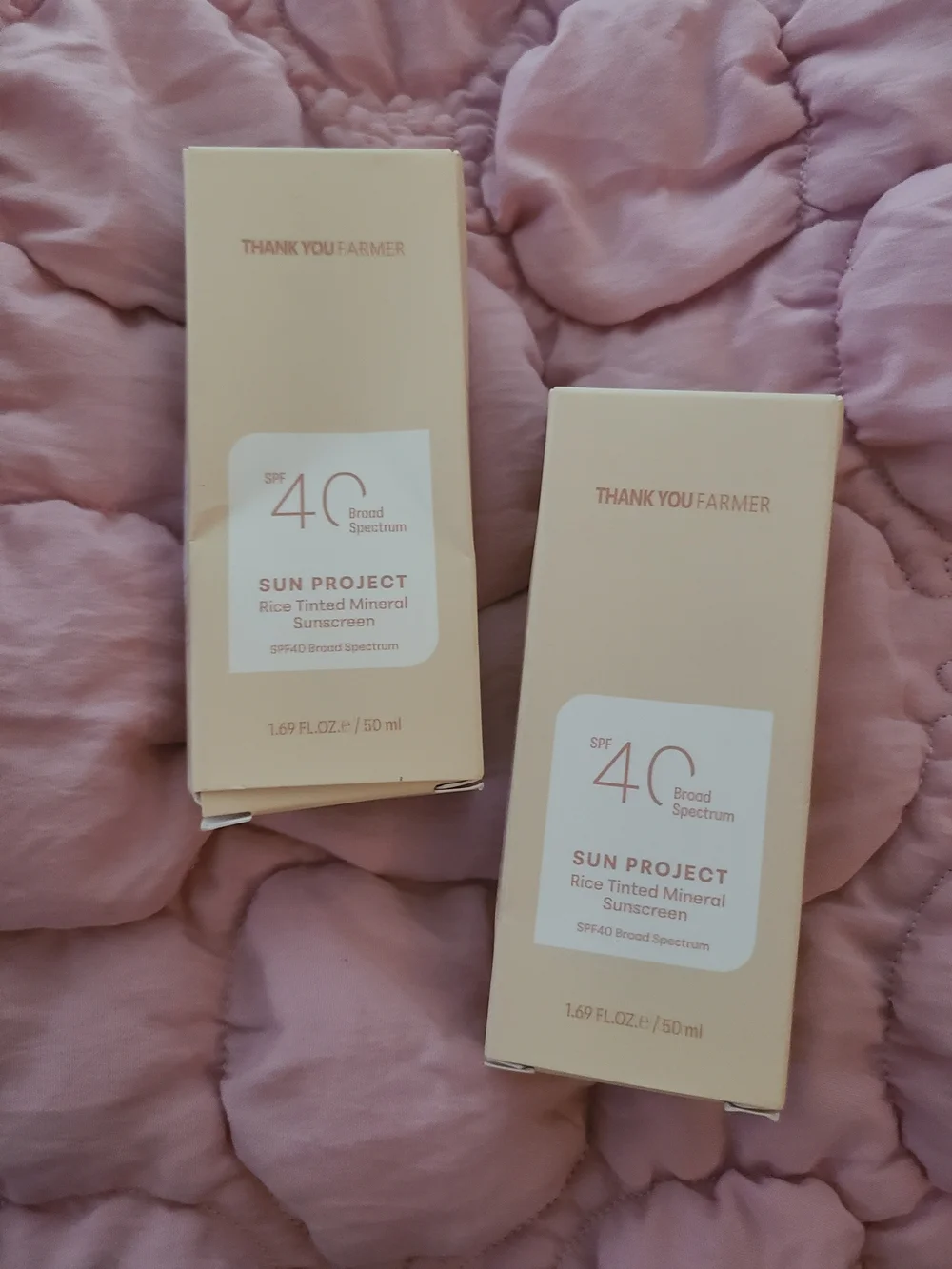 2pk THANKYOU FARMER Sun Project Rice Tinted Mineral Sunscreen SPF40 Exp 8/26