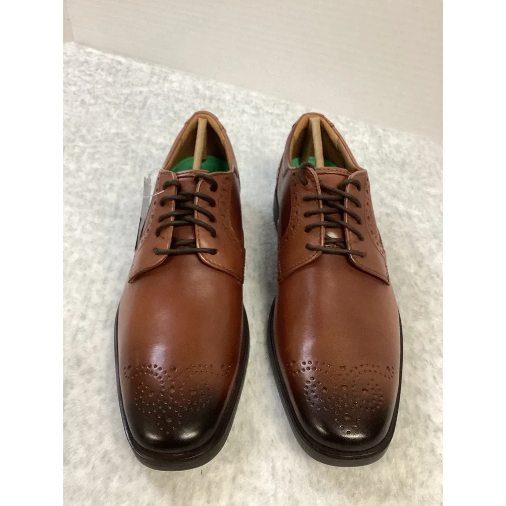 Clarks Clarkslite Tie Tan Combi Leather Medallion Toe Dress Shoes 7.5 M 26176938