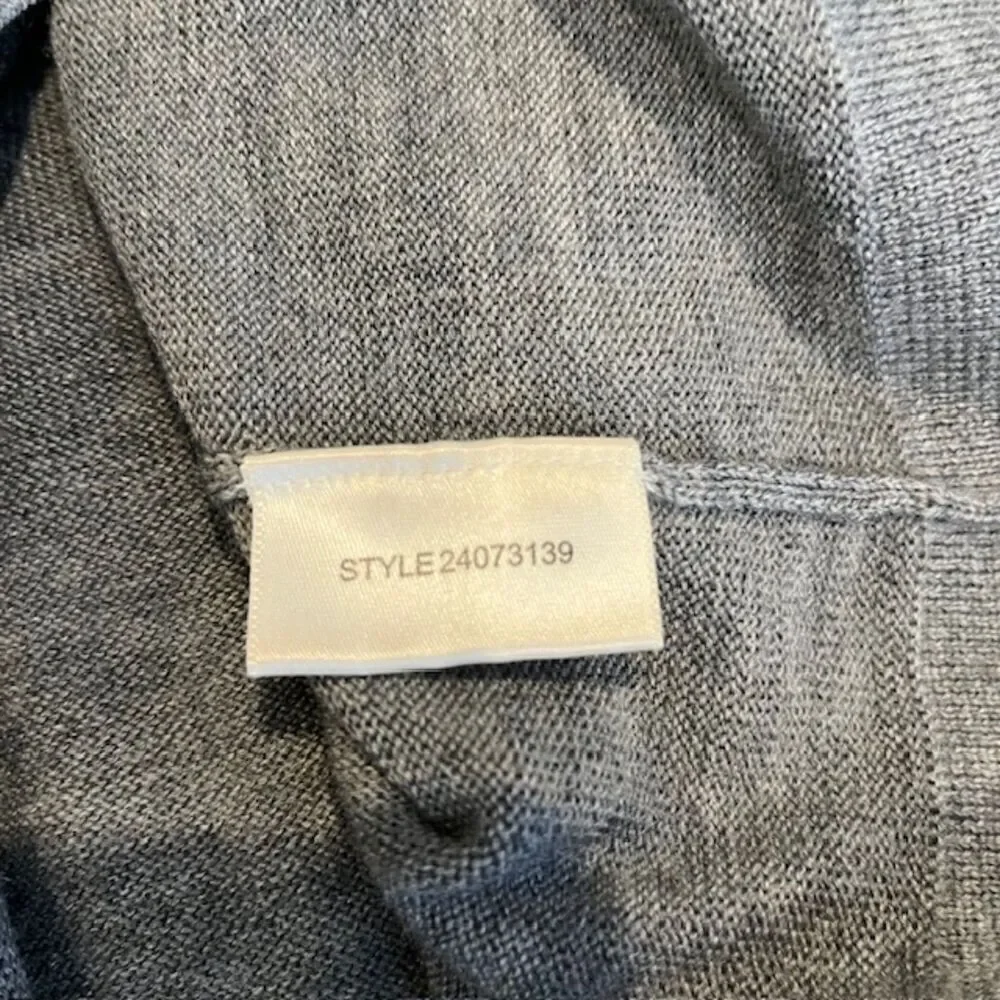 Tory Burch Wool V-Neck Charcoal Sweater With Removable White Ruffle Dickey Small