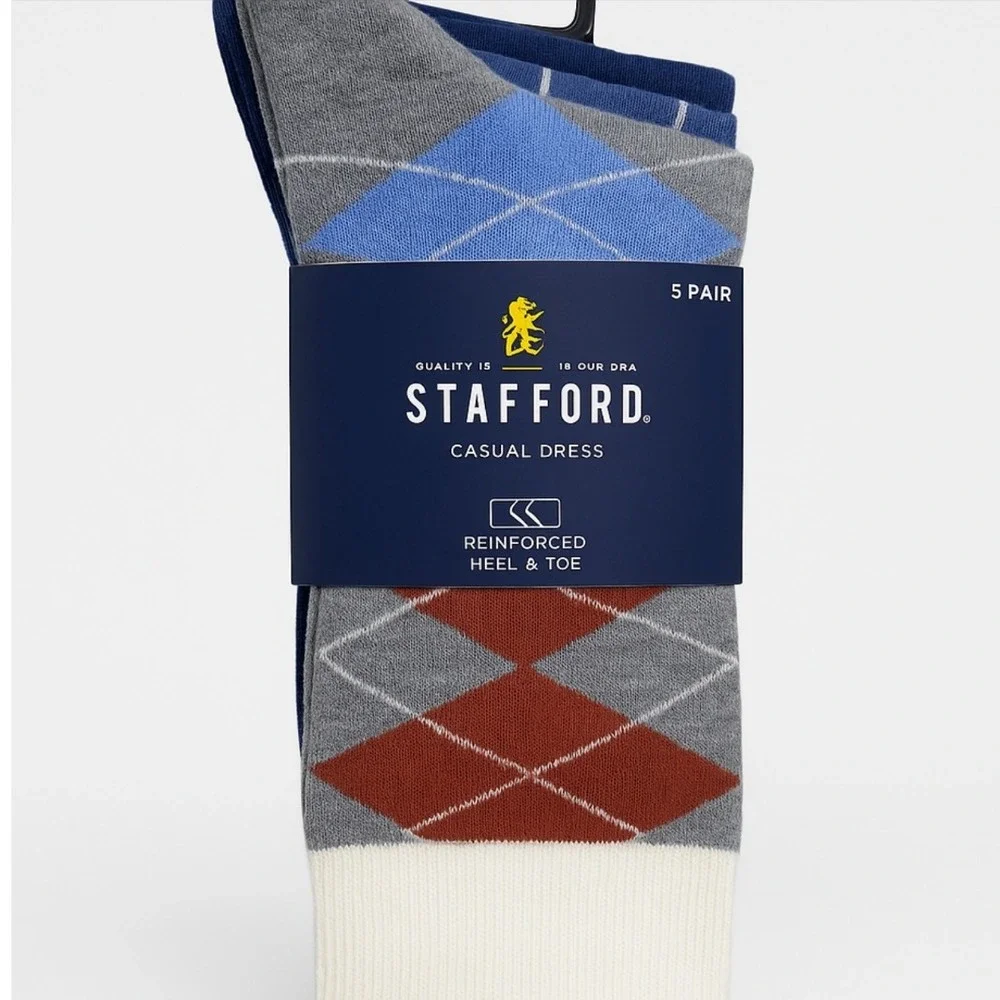 Stafford‎ Casual Dress Socks 5 Pair Assorted Patterns Men Shoe Size 6 1/2-12