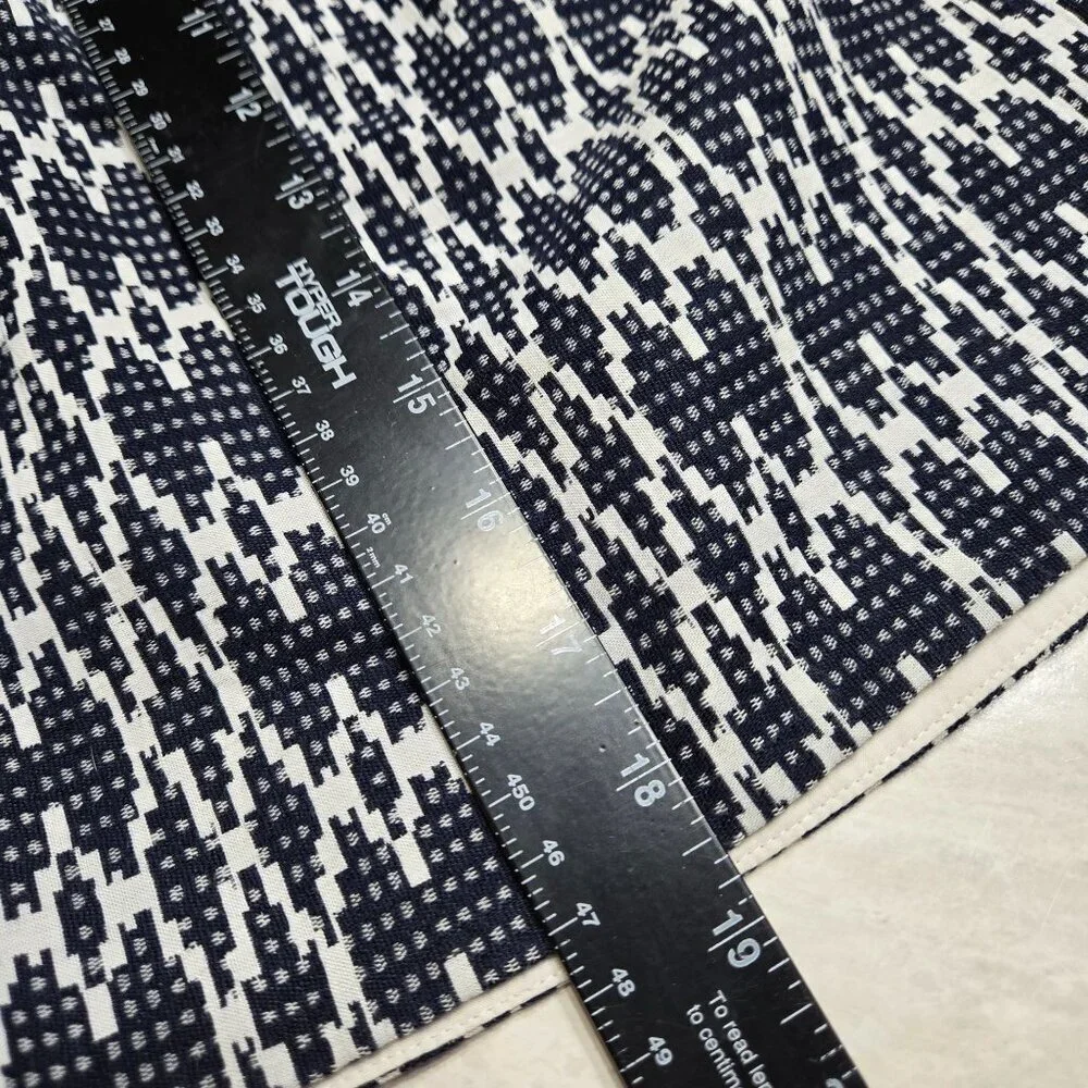 J.Crew Skirt‎ Womens 8 Blue White Geometric Textured Lined Zip Pockets Pleated