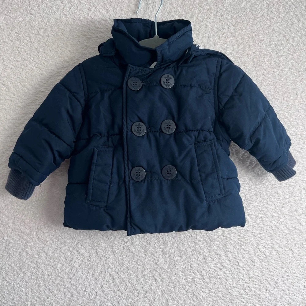 GAP Baby Blue Peacoat Puffer ColdControl With Hood Size 0-6‎ Months