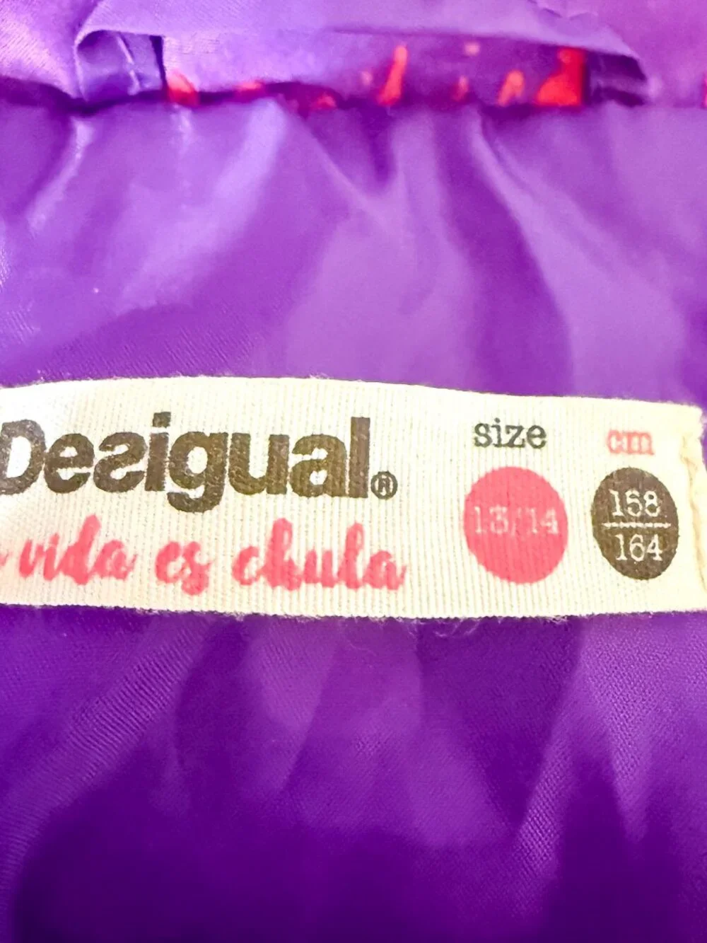 Desigual  'Hume' Ombre Quilted Puffer Coat Kids Girls 13/14 Velvet Flocked Belt