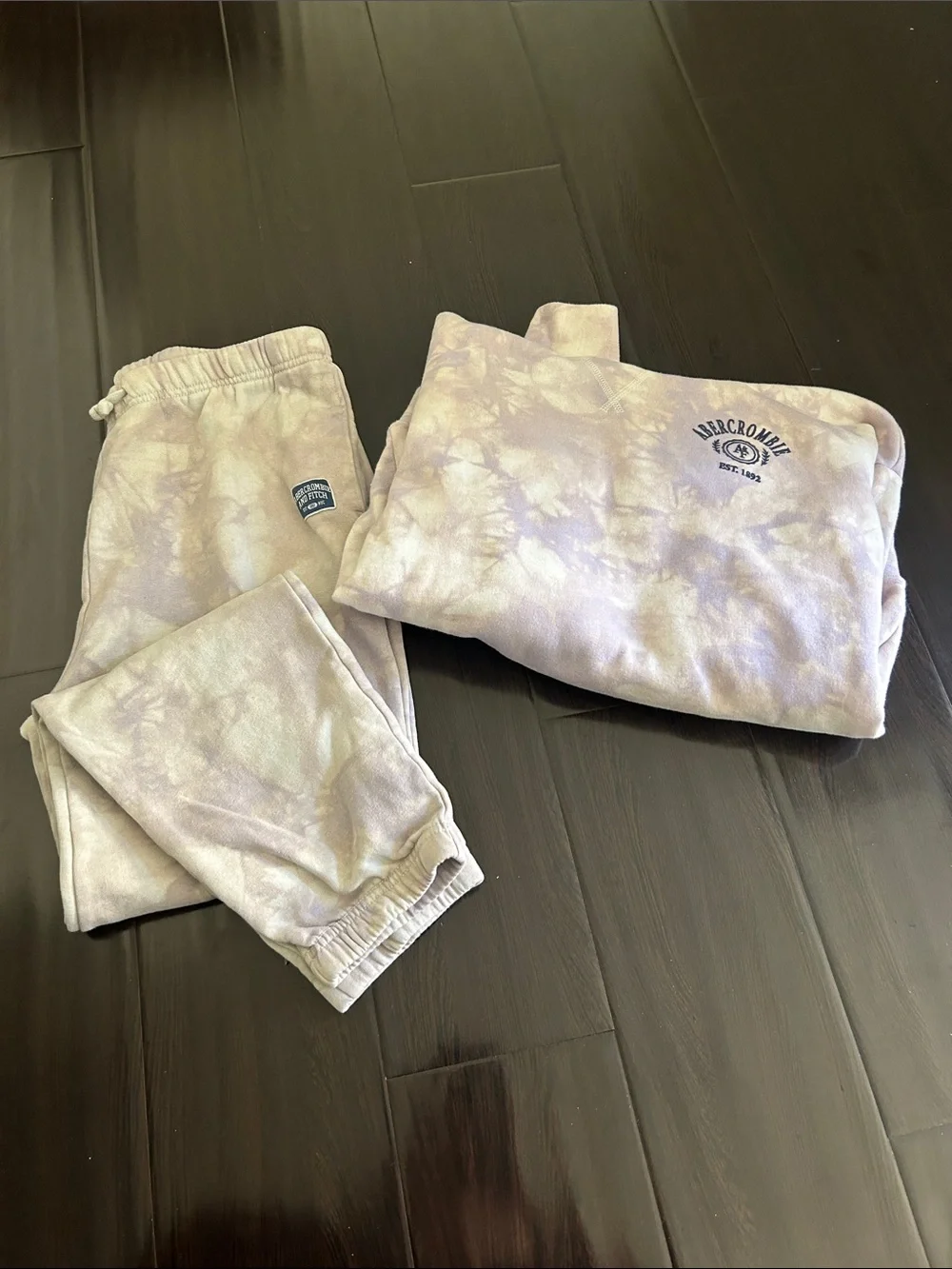 Abercrombie Kids Lavender Tie-Dye Sweatpants - Cozy Hooded Set size 13/14