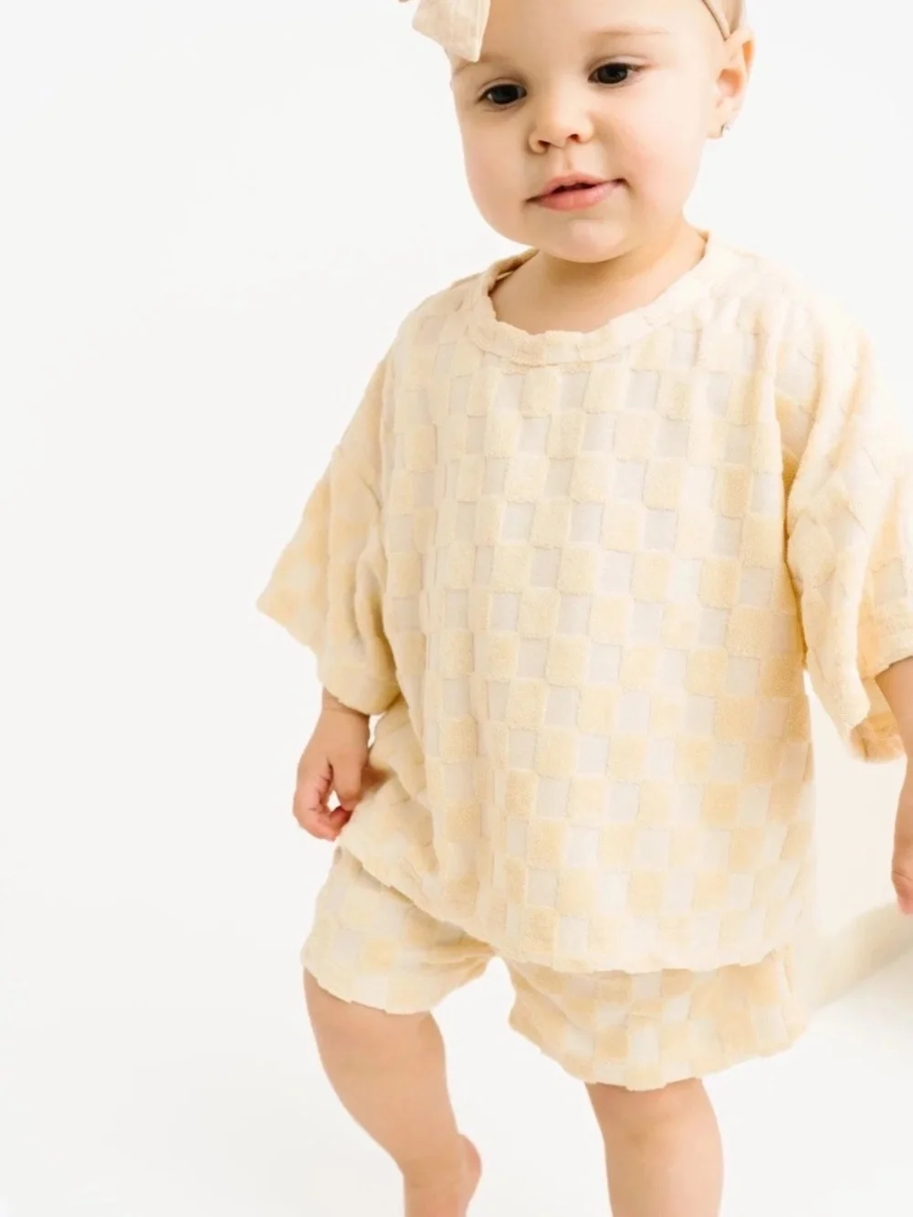 Sandy Checkered Terry Slouch Set