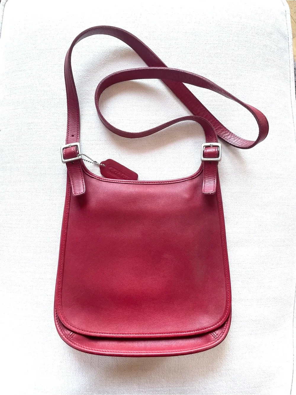 Vintage Coach Legacy Slim Hippie Flap, Red Leather Excellent Condition