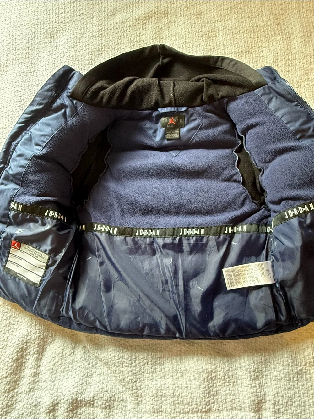 Jordan Boys' Navy & Black Puffer Vest with Sleeved Hoodie