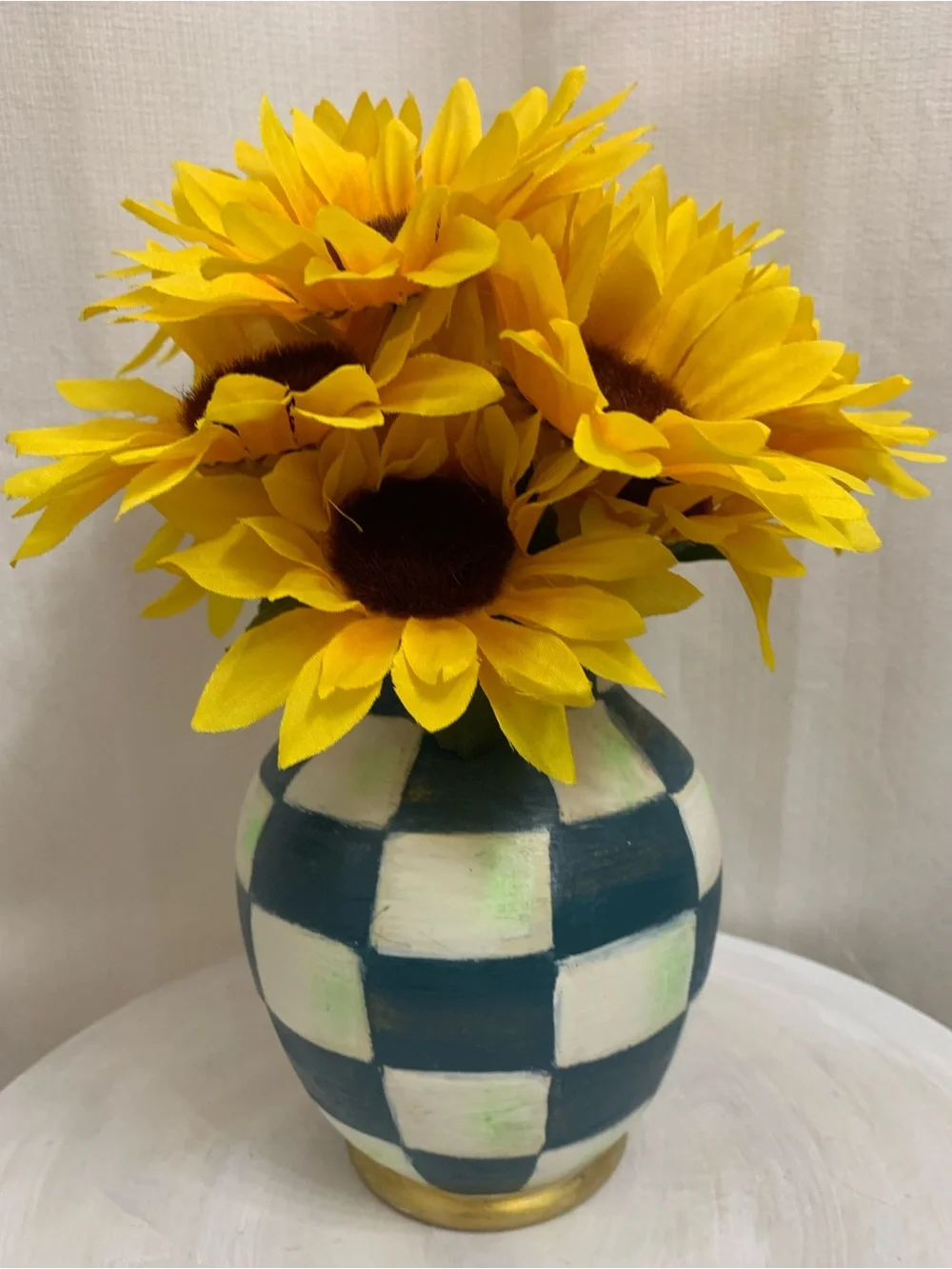 Royal Check Vase Hand Painted Inspired by Vintage  Mackenzie Childs