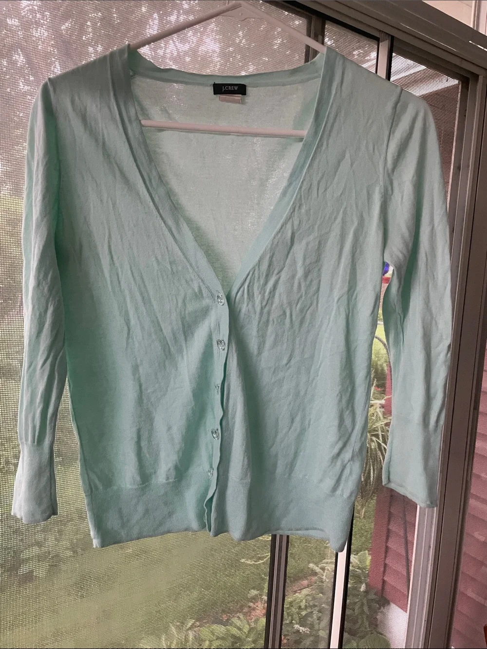 J. Crew Women's Mint Crewneck Button Cardigan Small