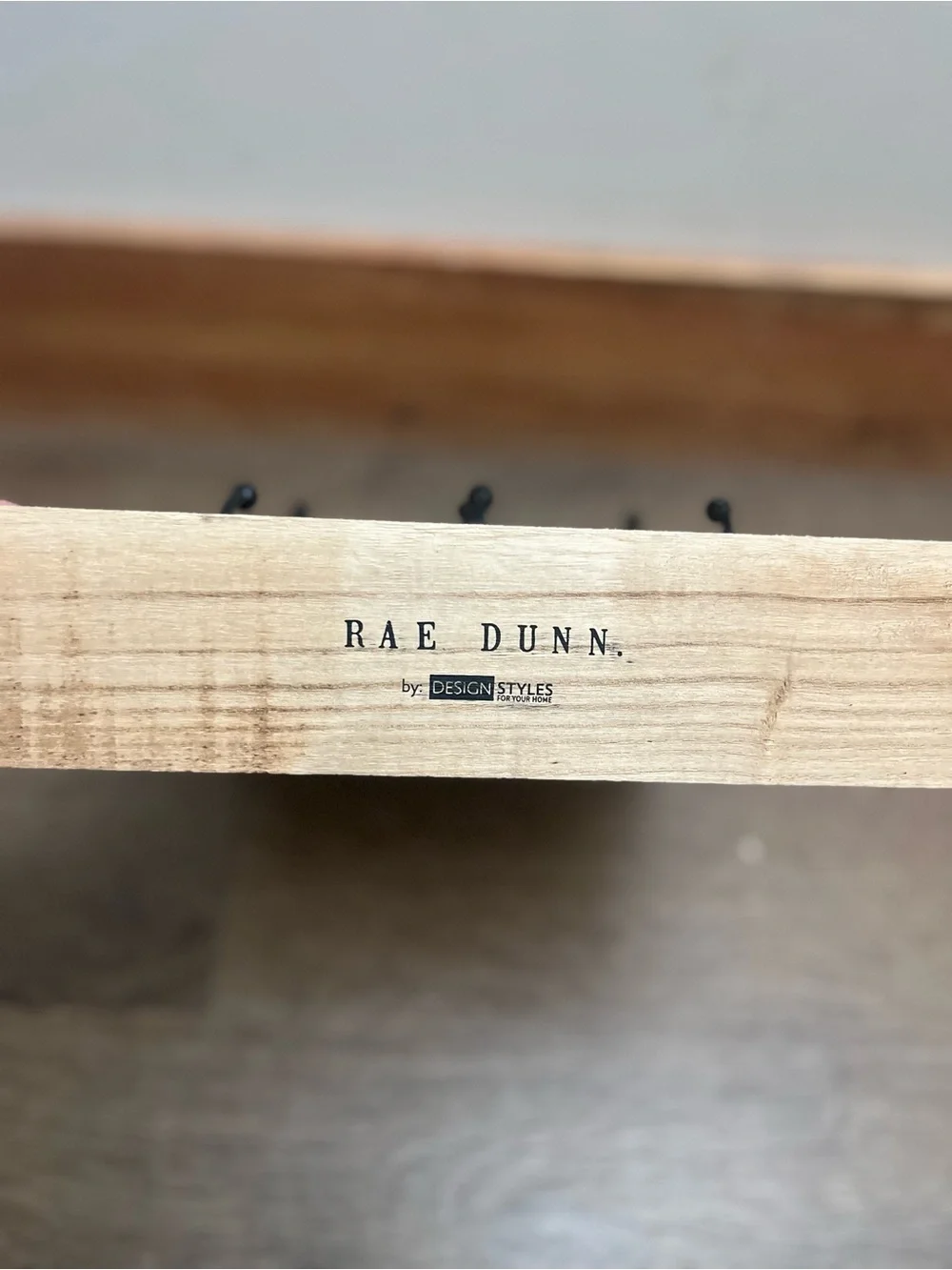 Rae Dunn Natural Wood and Black Key Holder
