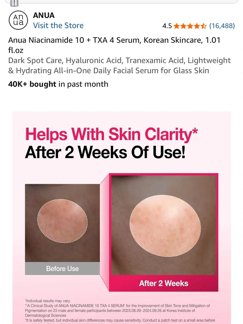 Anua 10+ niacinamide