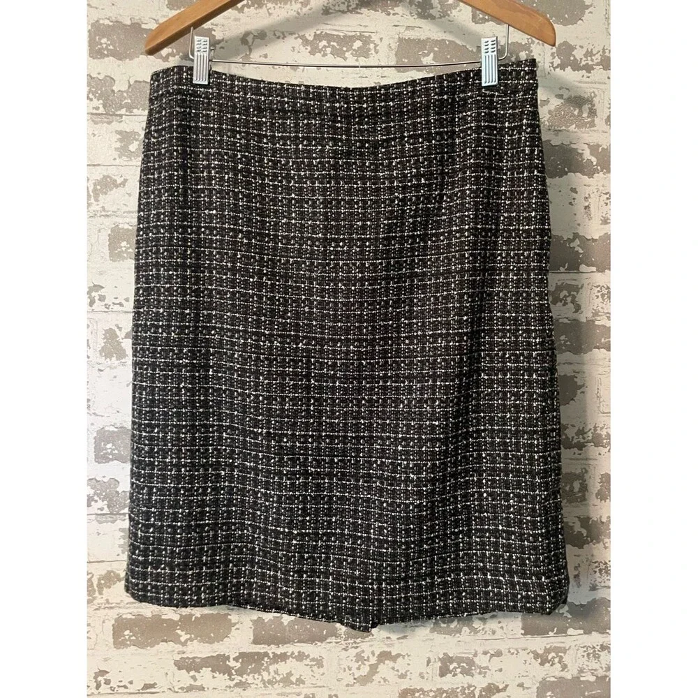 NWT J.Crew Black & White Tweed Pencil Skirt Size 14