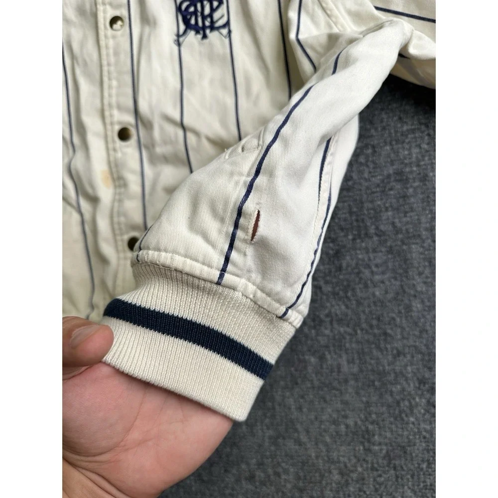 Mens 90s Polo by Ralph Lauren Striped Snap Front Bomber Jacket, Size M