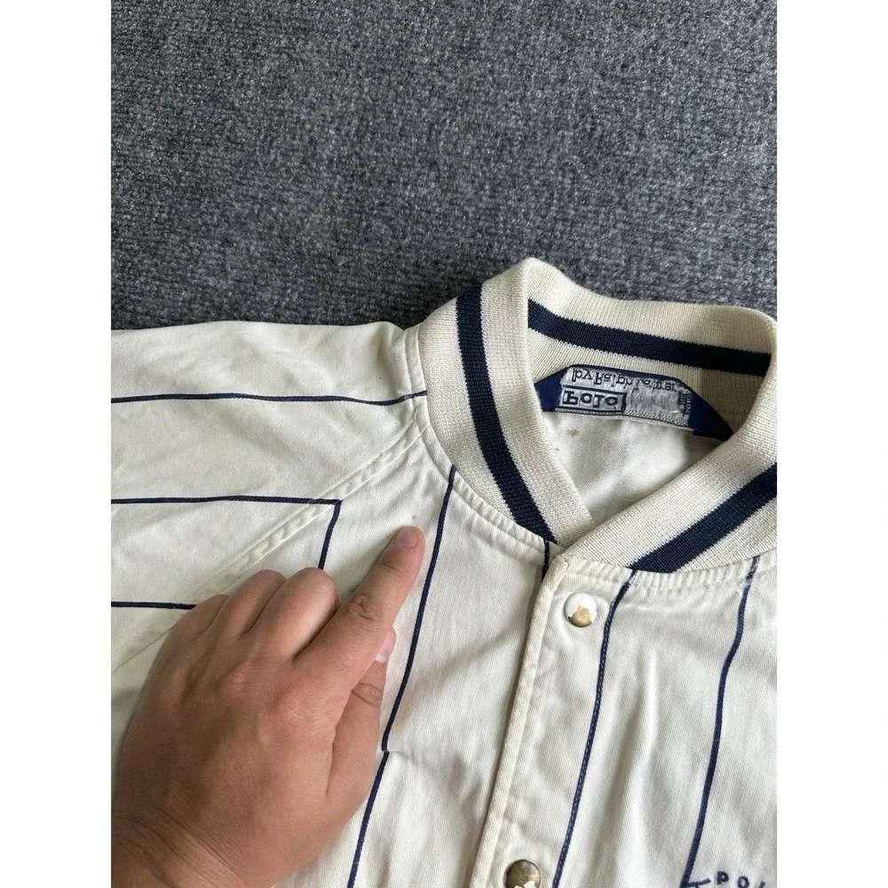 Mens 90s Polo by Ralph Lauren Striped Snap Front Bomber Jacket, Size M