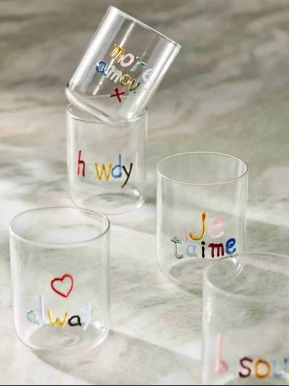 NIB Anthropologie The Love Notes Icon Juice Glass in Amour