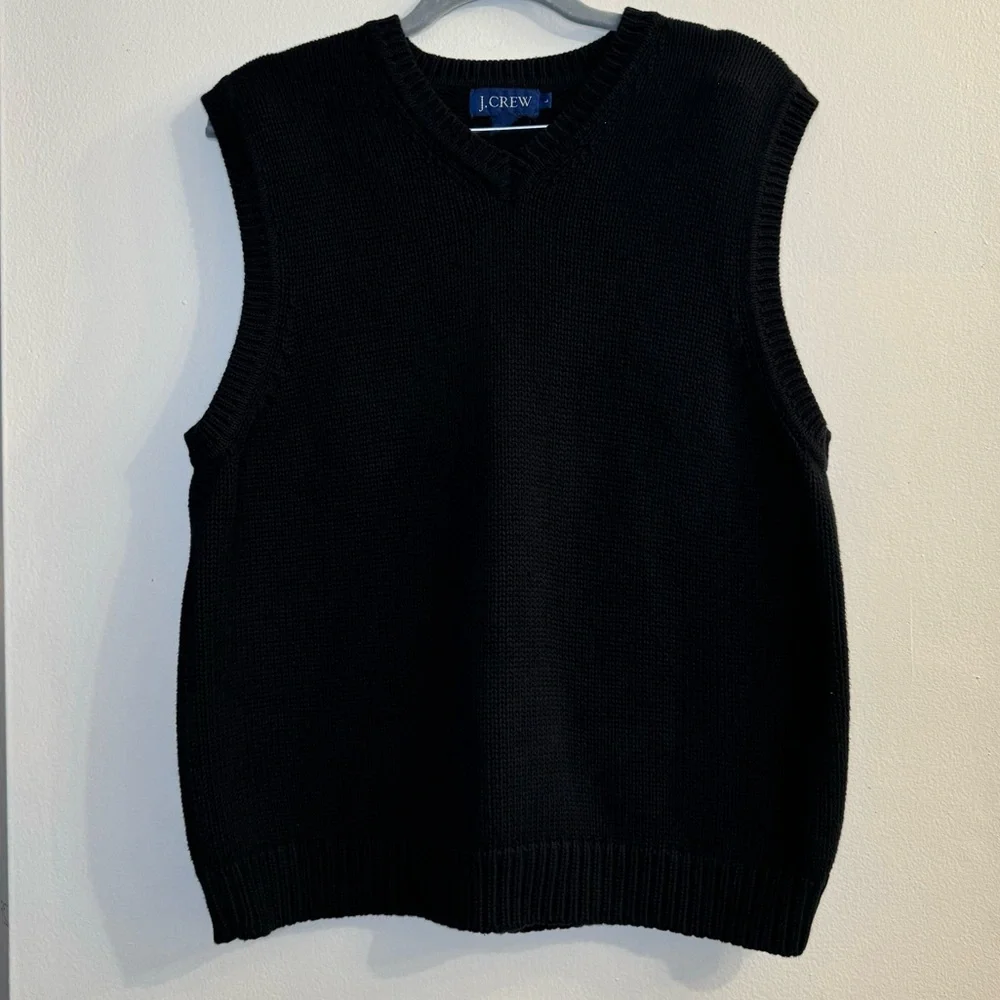 J.Crew Men’s 100% Cotton Black Cable Knit Sweater Vest Size Large
