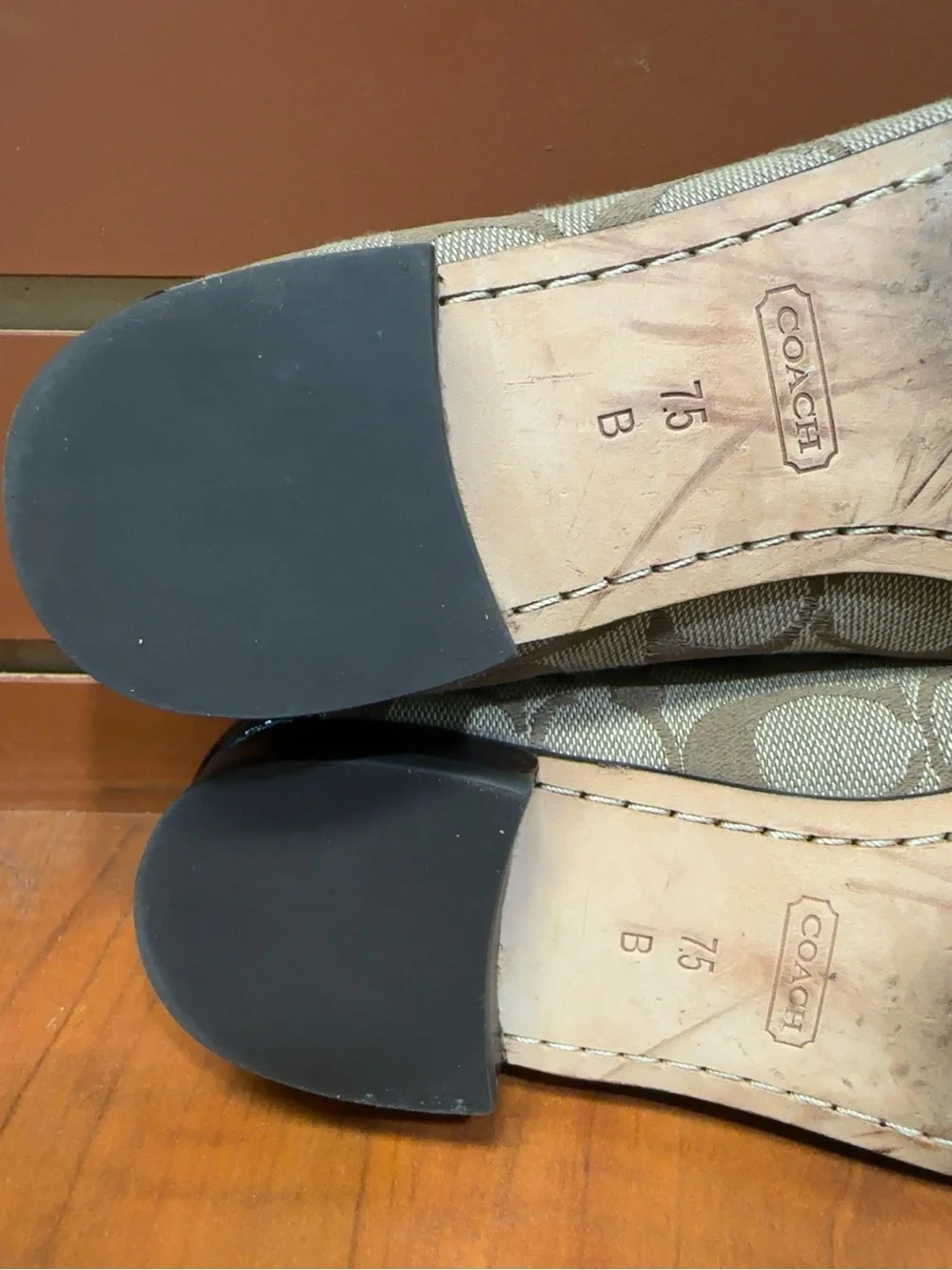 Coach Signature Canvas Chain-Link Loafers in Beige and Brown