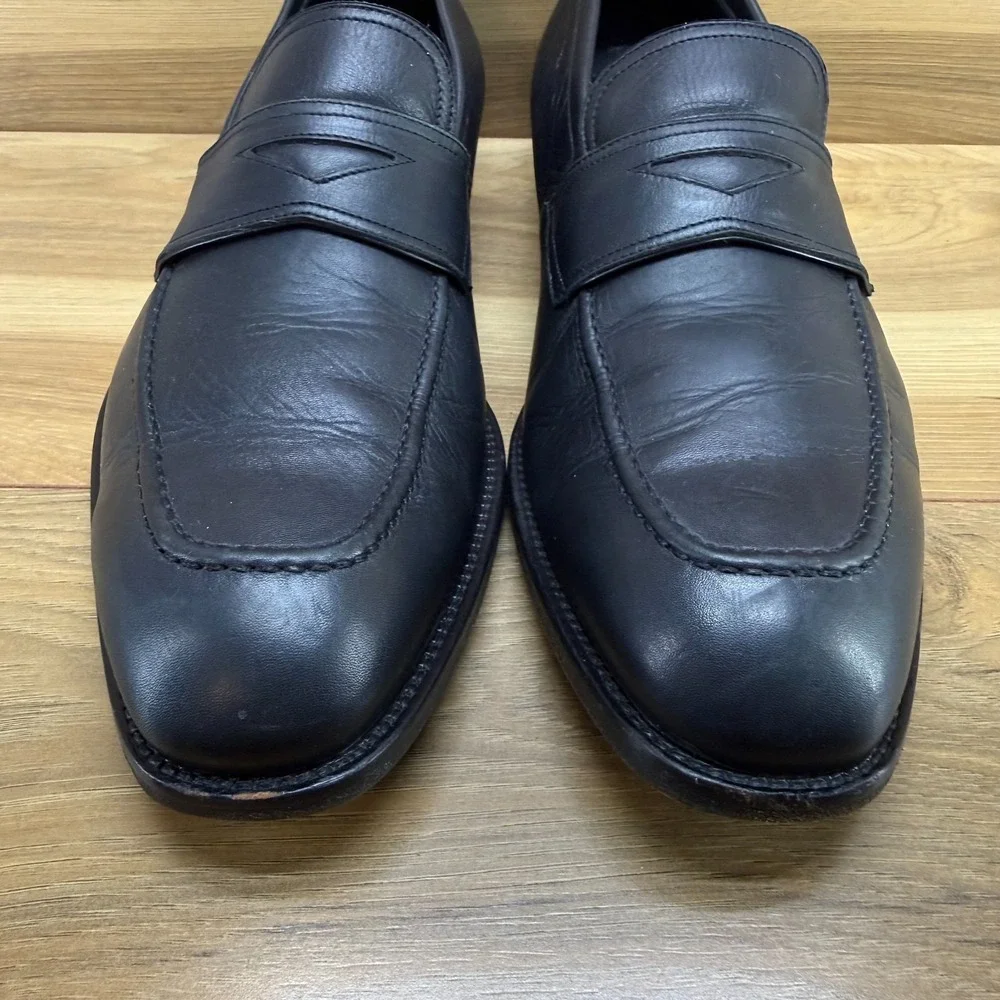 Ermenegildo ZEGNA Penny Loafers Mens 9 Black Leather Dress Formal Business