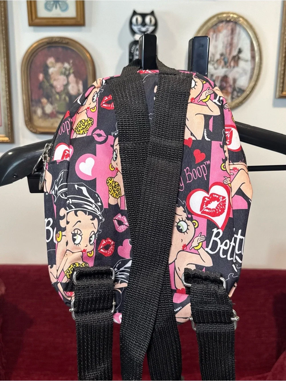 Betty Boop Y2K Black, Pink & Cream Mini Backpack with Character Print