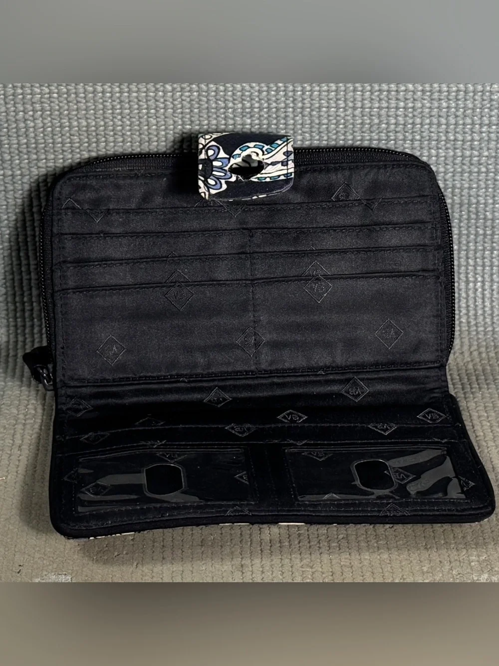 Vera Bradley Blue Quilted RFID Turnlock Wallet