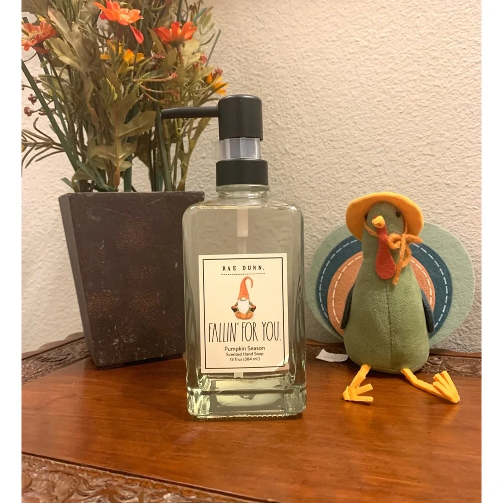 🍁 HTF RAE DUNN *FALLIN' FOR YOU* PUMPKIN LIQUID HAND SOAP FALL DECOR