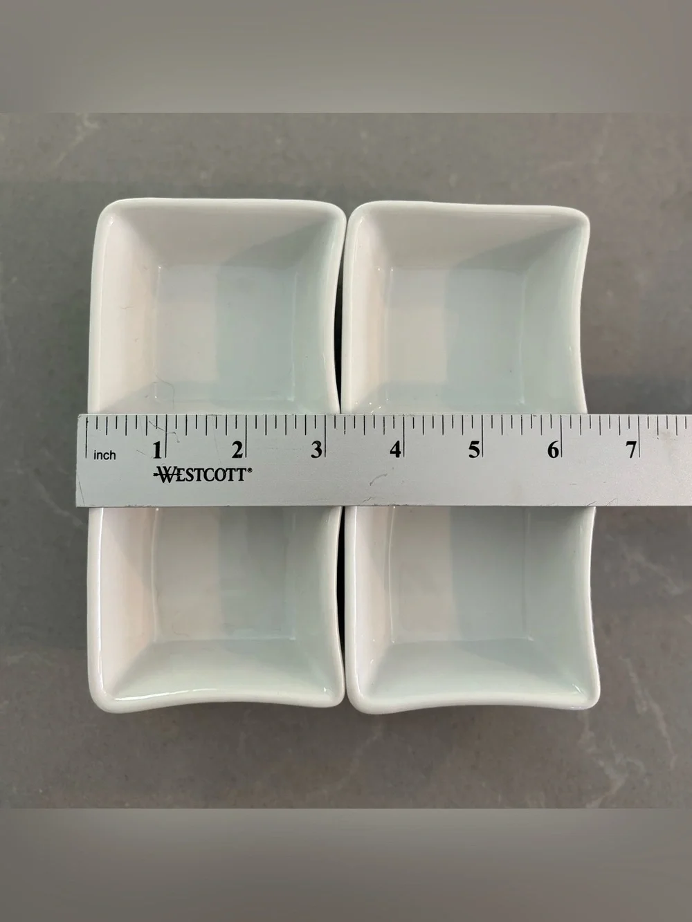 Pier 1 Wavy white porcelain dipping sauce dishes 3” x 3” - set of 4