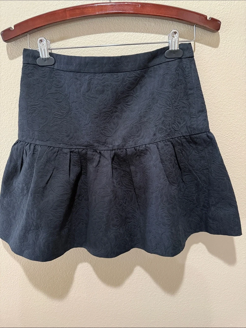 J. Crew Black Textured Flared Skirt