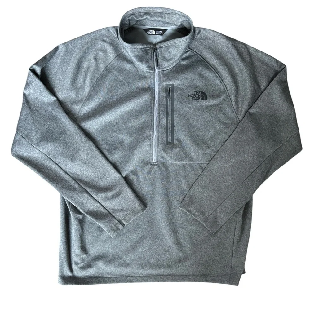 The North Face Canyonlands 1/2 Zip Fleece Pullover Gray XXL Black Logo Pocket