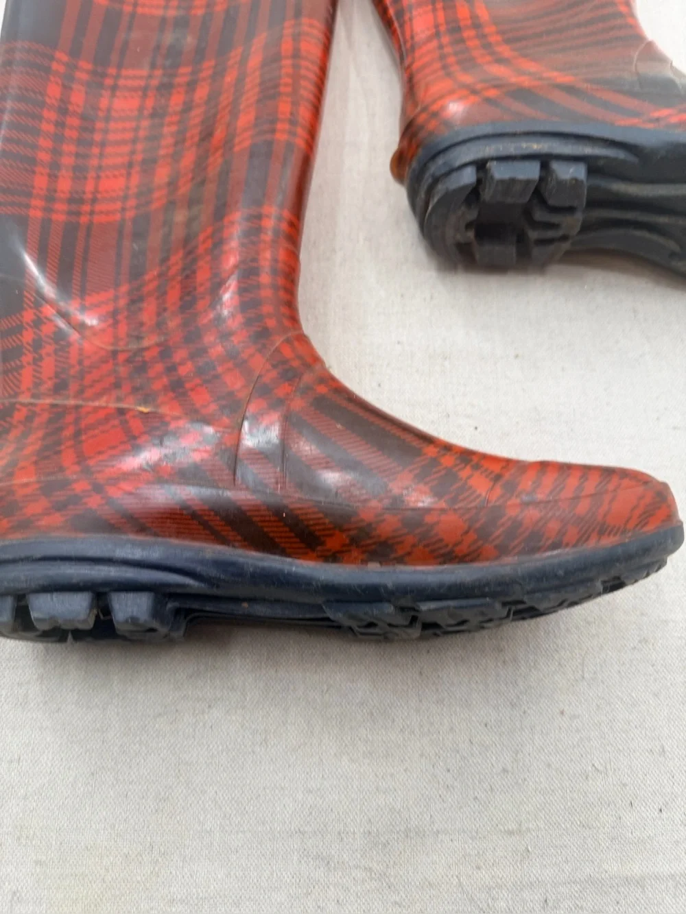 Rubber Red Plaid Tall Rainboots