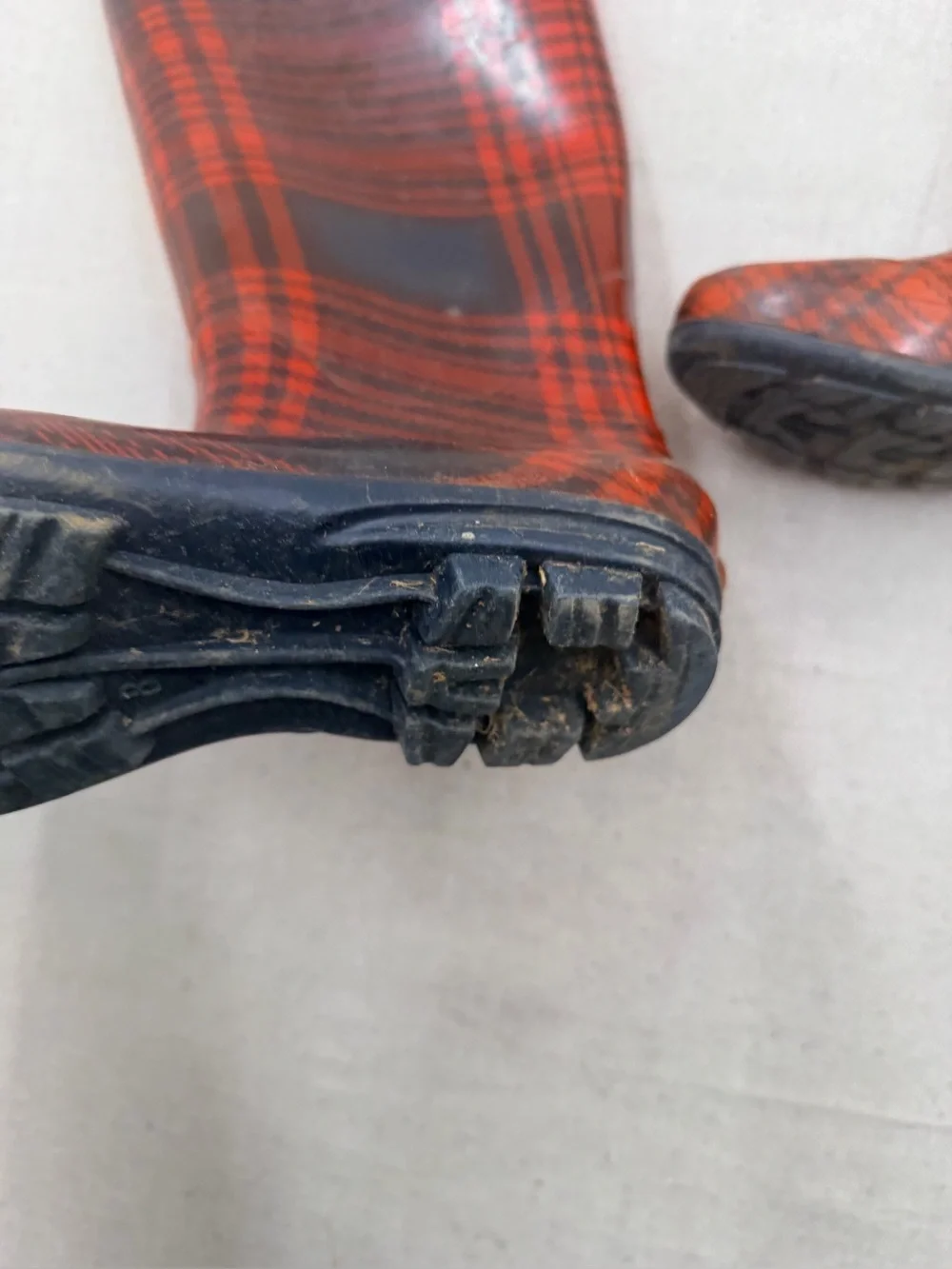 Rubber Red Plaid Tall Rainboots