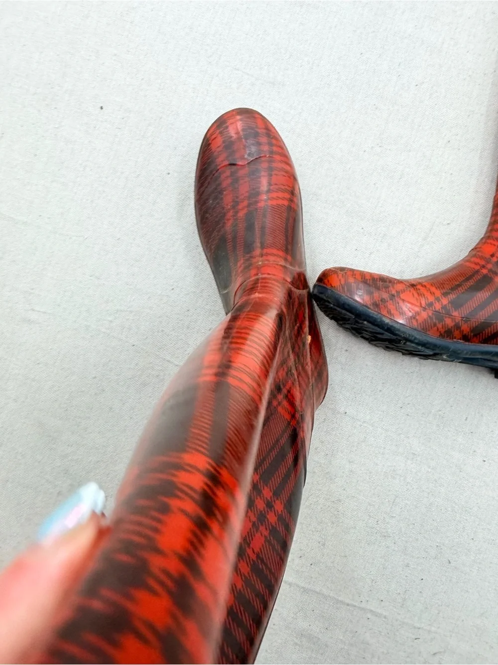 Rubber Red Plaid Tall Rainboots
