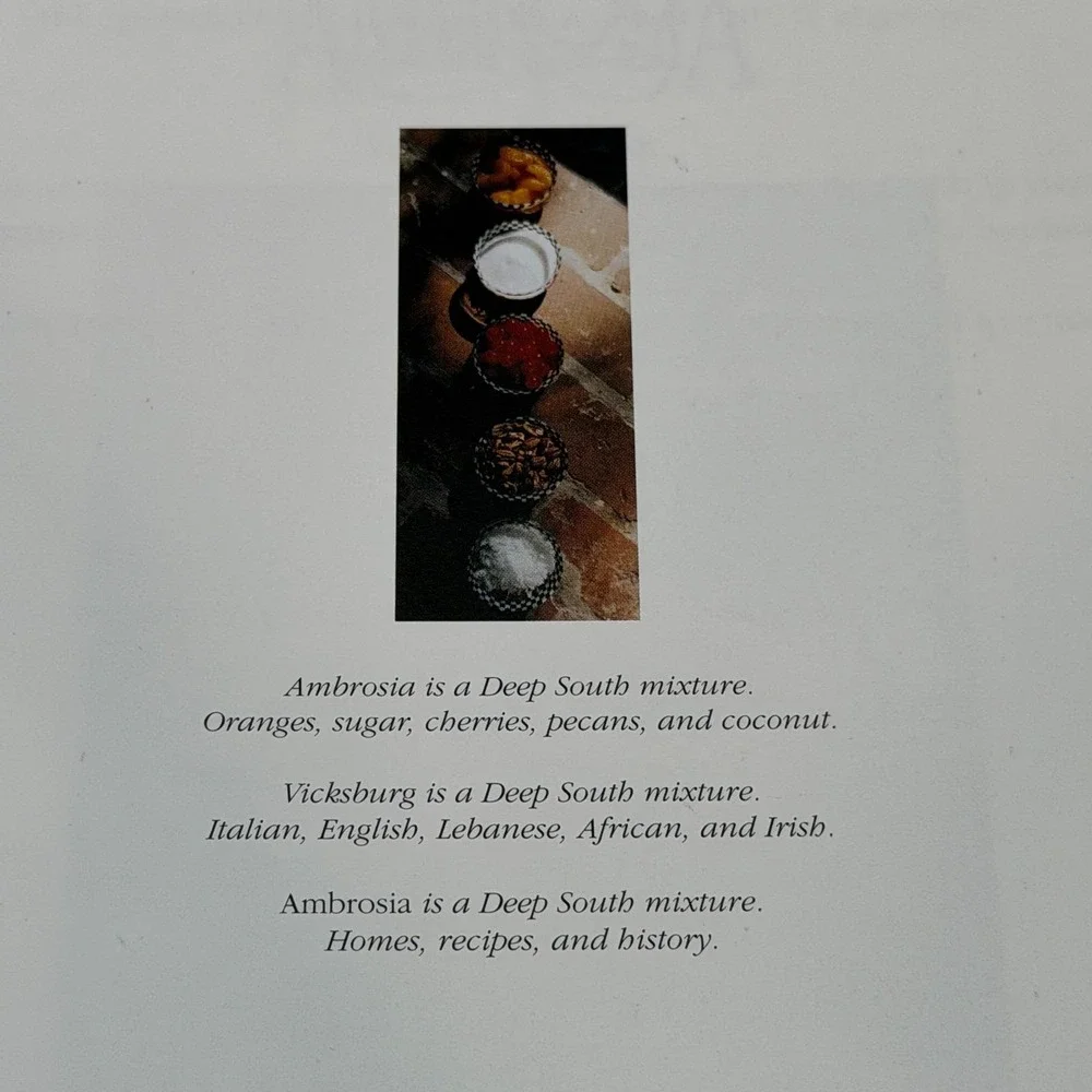 Vintage 1997 Ambrosia Deep South Cookbook Vicksburg Mississippi First Printing