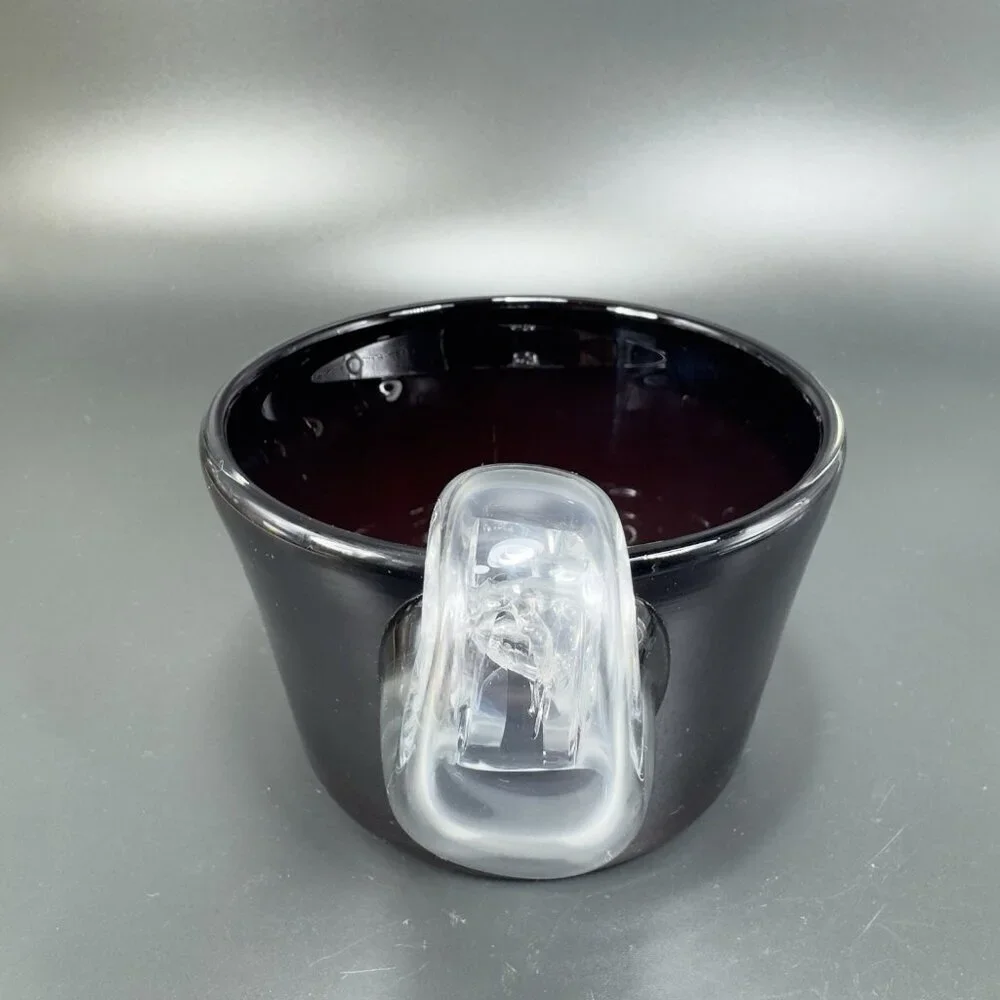 Venetian Glass Dish Bowl Amethyst With Clear Snail Handle Italian Blown‎ Glass