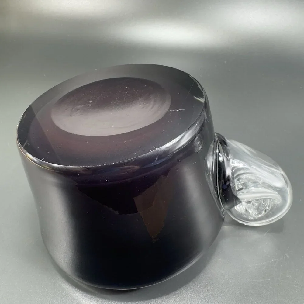Venetian Glass Dish Bowl Amethyst With Clear Snail Handle Italian Blown‎ Glass