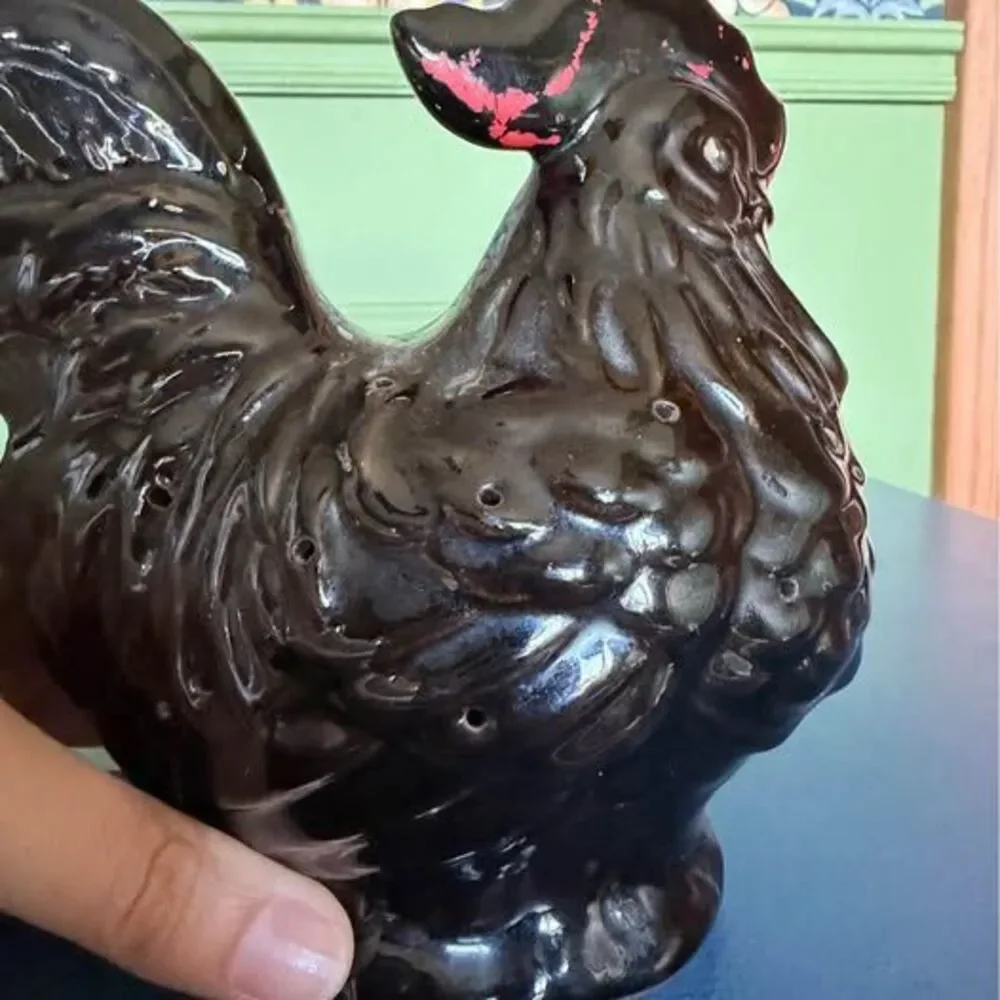 Vintage Ceramic Rooster Figurine Appetizer Toothpick Holder