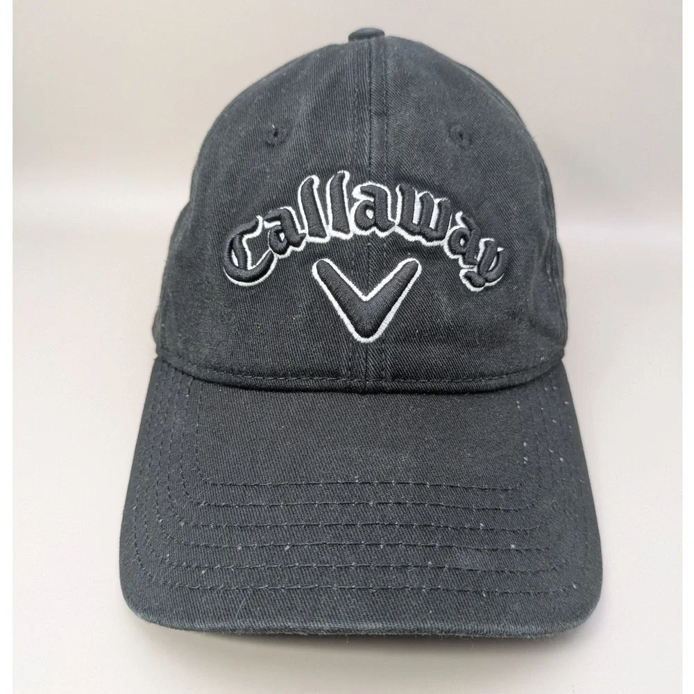 Callaway‎ Raised Letter Embroidered Black 100% Cotton Adjustable Golf Hat