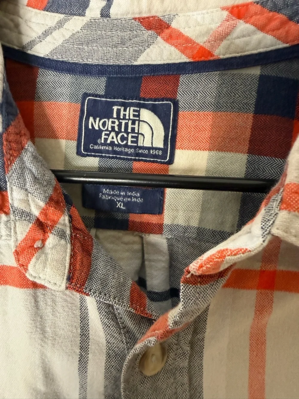 The North Face plaid button