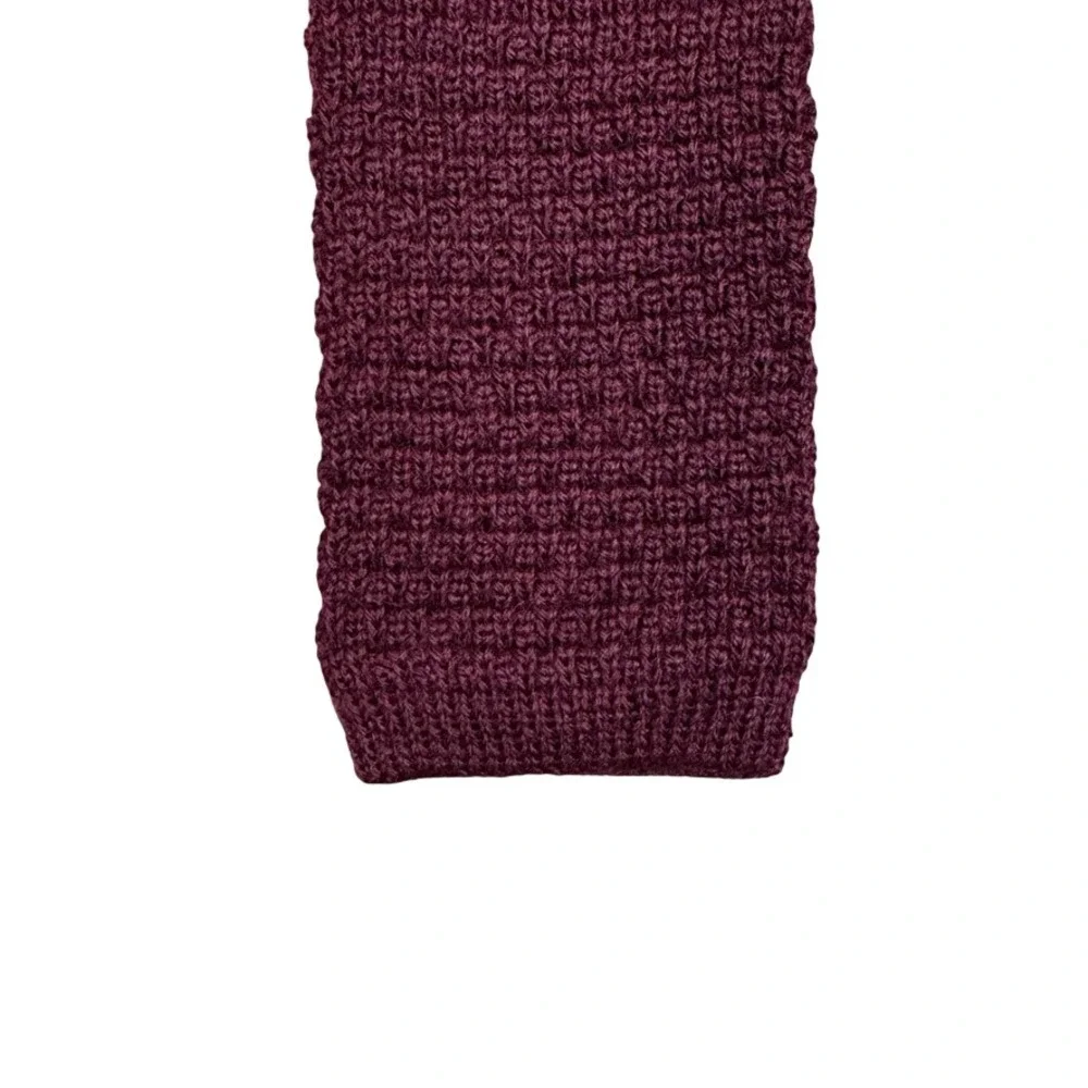 Lands End Burgundy Mohair Wool Knit Tie Made in USA Square End Vintage Mens