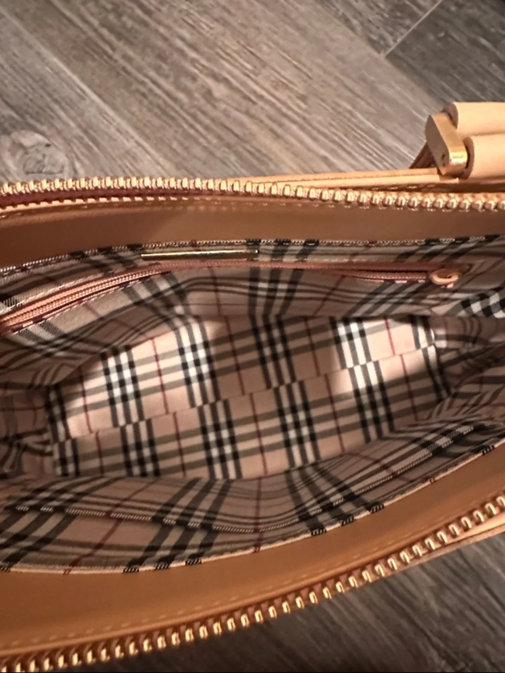 Authentic Burberry Tan Leather Tote Bag